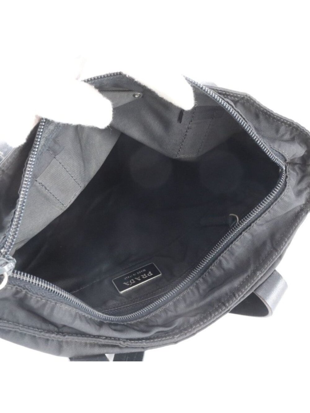 ★SOLD★ Prada Tessuto Nylon Triangle Logo Leather Tote Shoulder Black - Picture 7 of 8